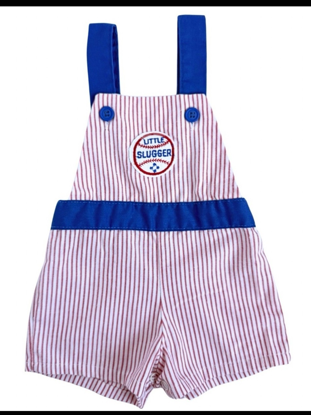 Vintage Baby Baseball Overalls - Little Slugger - USA Romper - Win Spirits - 12M